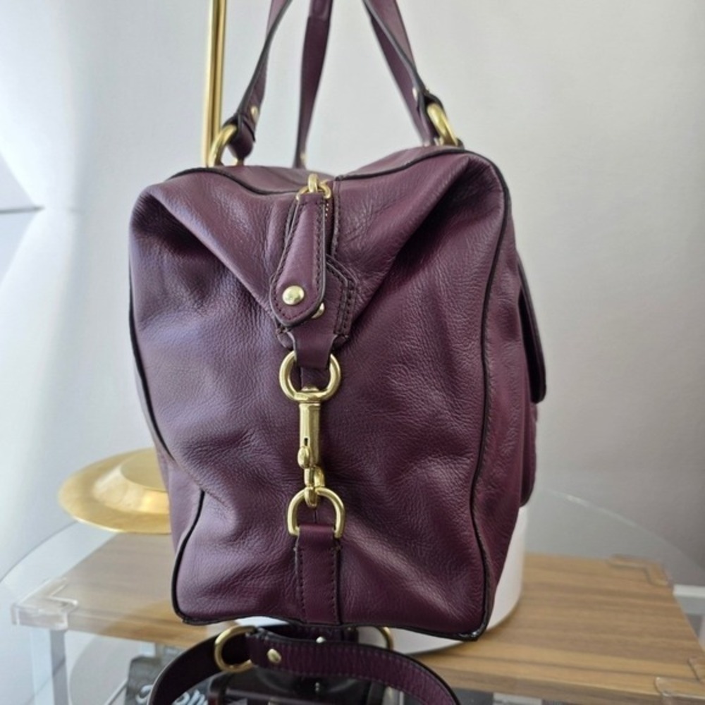 Coach Campbell Domed Satchel Plum Purple Leather‎ Handbag F25151 Gold Hardware - Picture 11 of 15